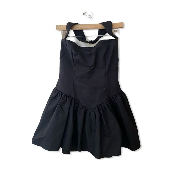 NWT HELSA Faille Halter Mini Dress Black ballerina party Revolve Sz L - Picture 6 of 10